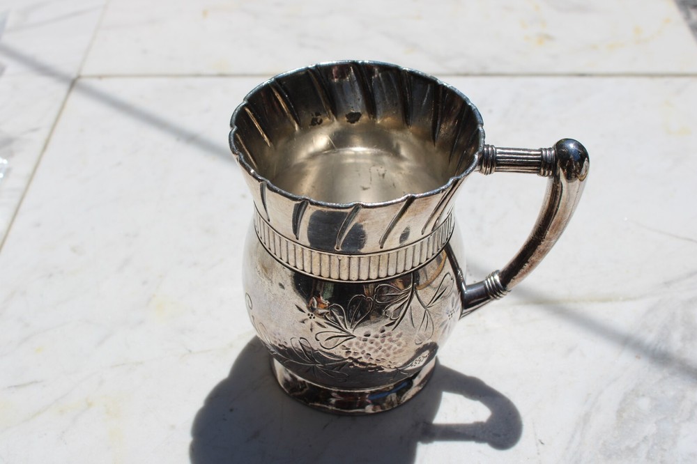 Victorian Meridan B Co. Etched Silver Plate Small Cup #163