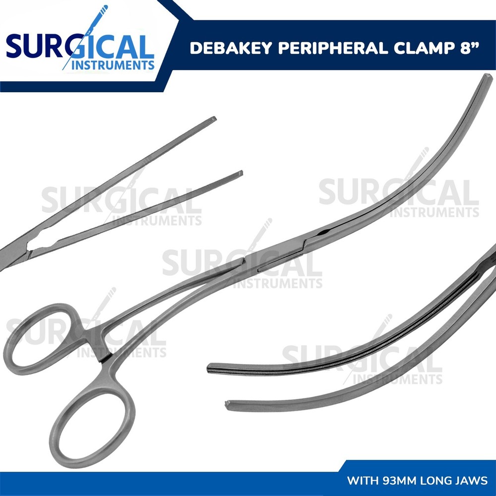 DeBakey Atraumatic Peripheral Clamp Forceps 8" Vascular Instruments German Grade