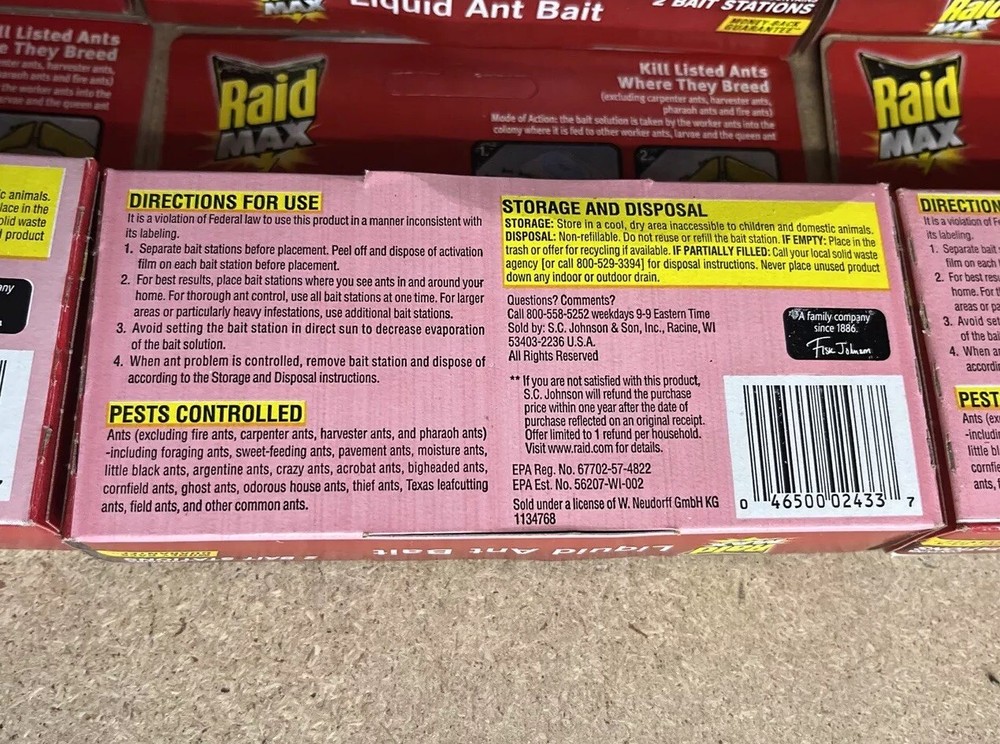 Raid Max Liquid Ant Baits Kills Ants Where They Breed 2 Bait Stations 6 Pack=12