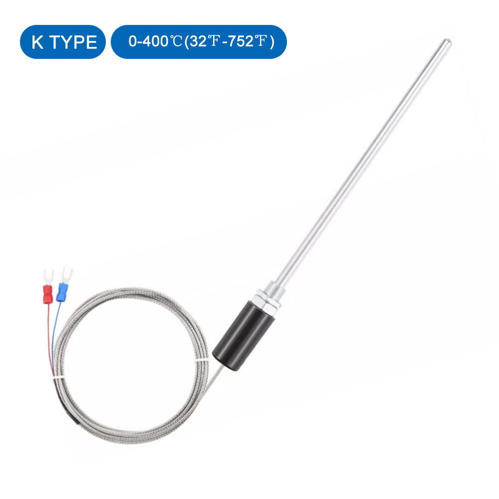 Thermocouple Temperature Sensor K Type 1-5m Cable 200mm Probe Handle 400℃ 752℉
