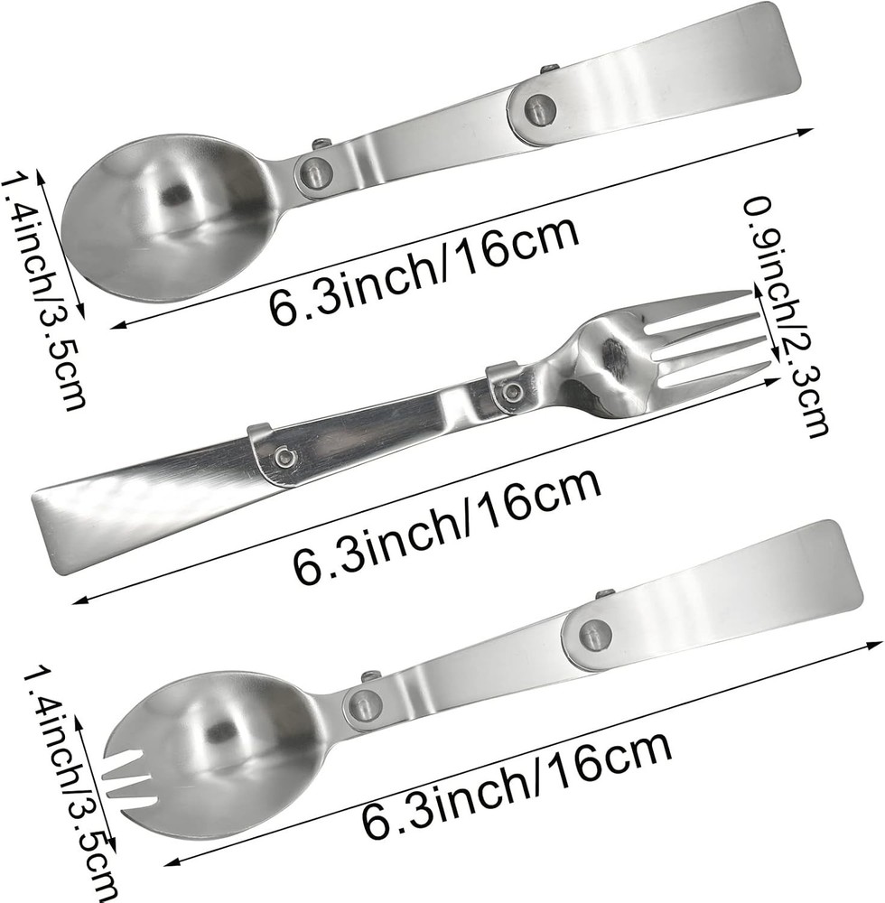 Portable Folding Flatware Set: 3-Piece Stainless Steel Camping Essentials