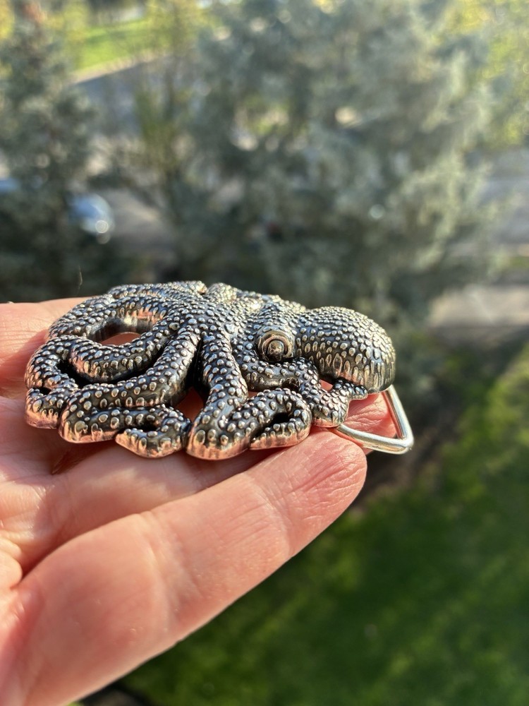 Octopus Belt Buckle – Antique Silver Statement Piece