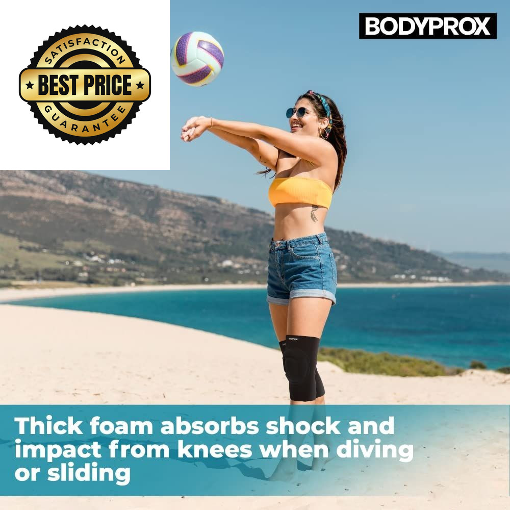 Bodyprox Protective Knee Pads, Thick Sponge, Collision Small/Medium, Black