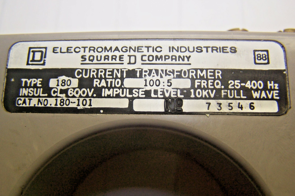 Square D 100:5 Ratio Current Transformer 600 Volt 180-101