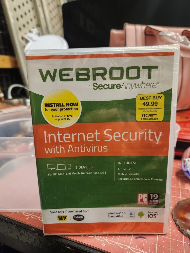 Webroot Secure Anywhere Internet Security 3 Device Software CD Windows IOS Mac