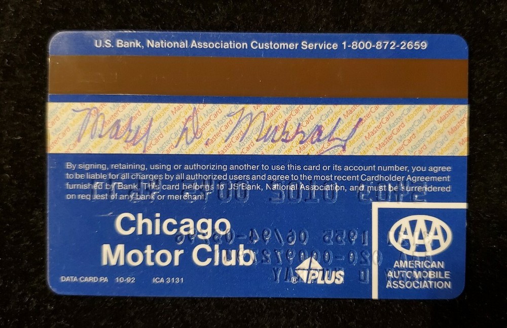 AAA Membership Banking Mastercard 1996. Our cc625