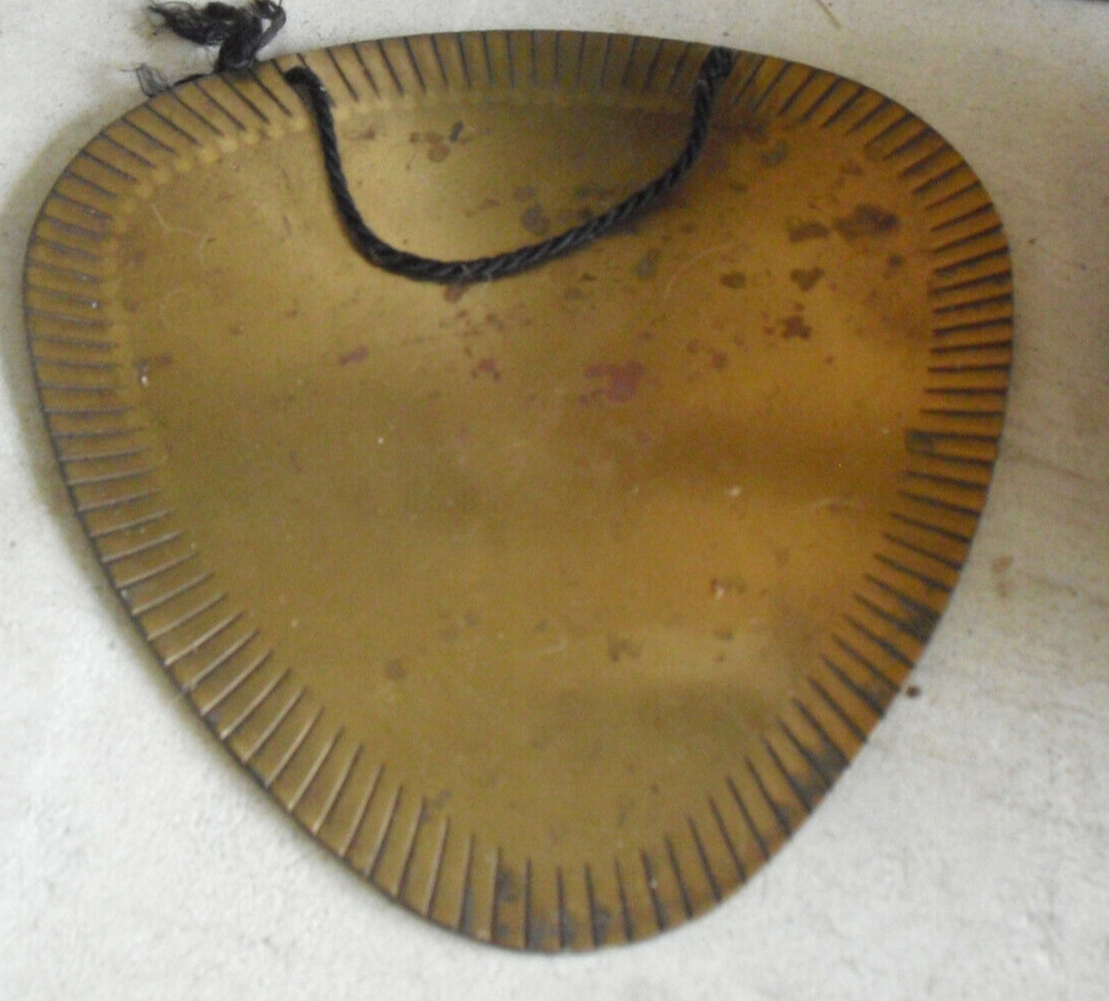 Unusual Heavy Brass Triangle Guitar Pick Shaped Wall Hanging 9" Tall