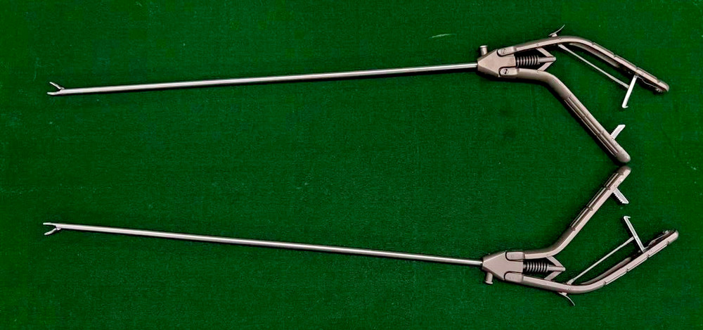 2pc Laparoscopic Needle Holder Curved Jaw Right & Left 5mm Reusable Instruments