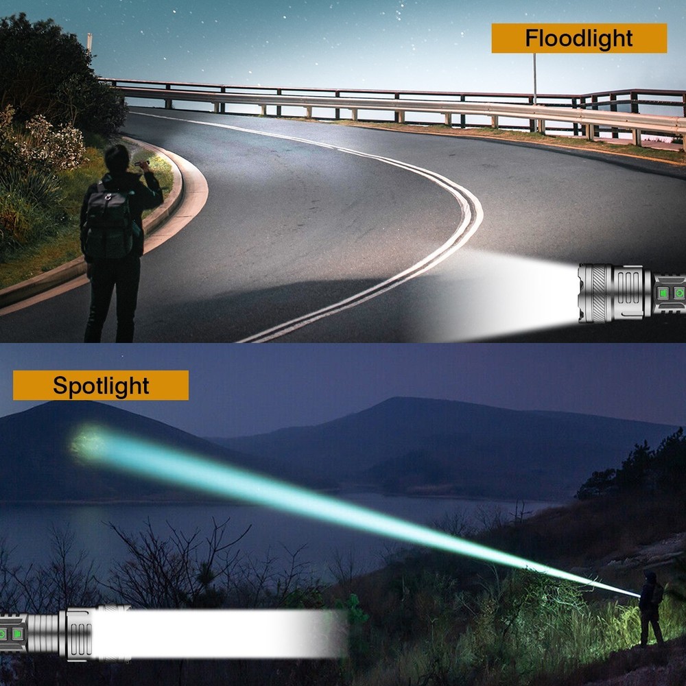 50000000 Lumens Super Bright LED Tactical Flashlight Rechargeable LED Work Light