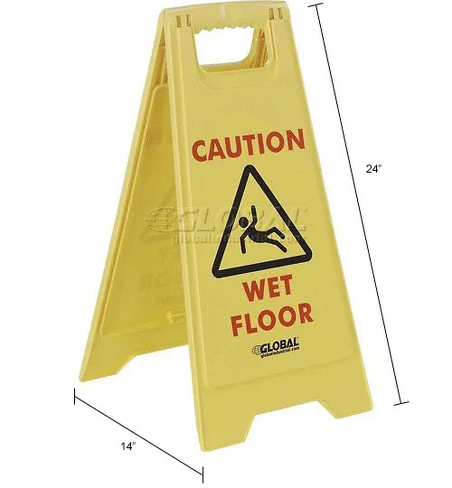Global Industrial? Floor Sign 2 Sided - Caution Wet Floor