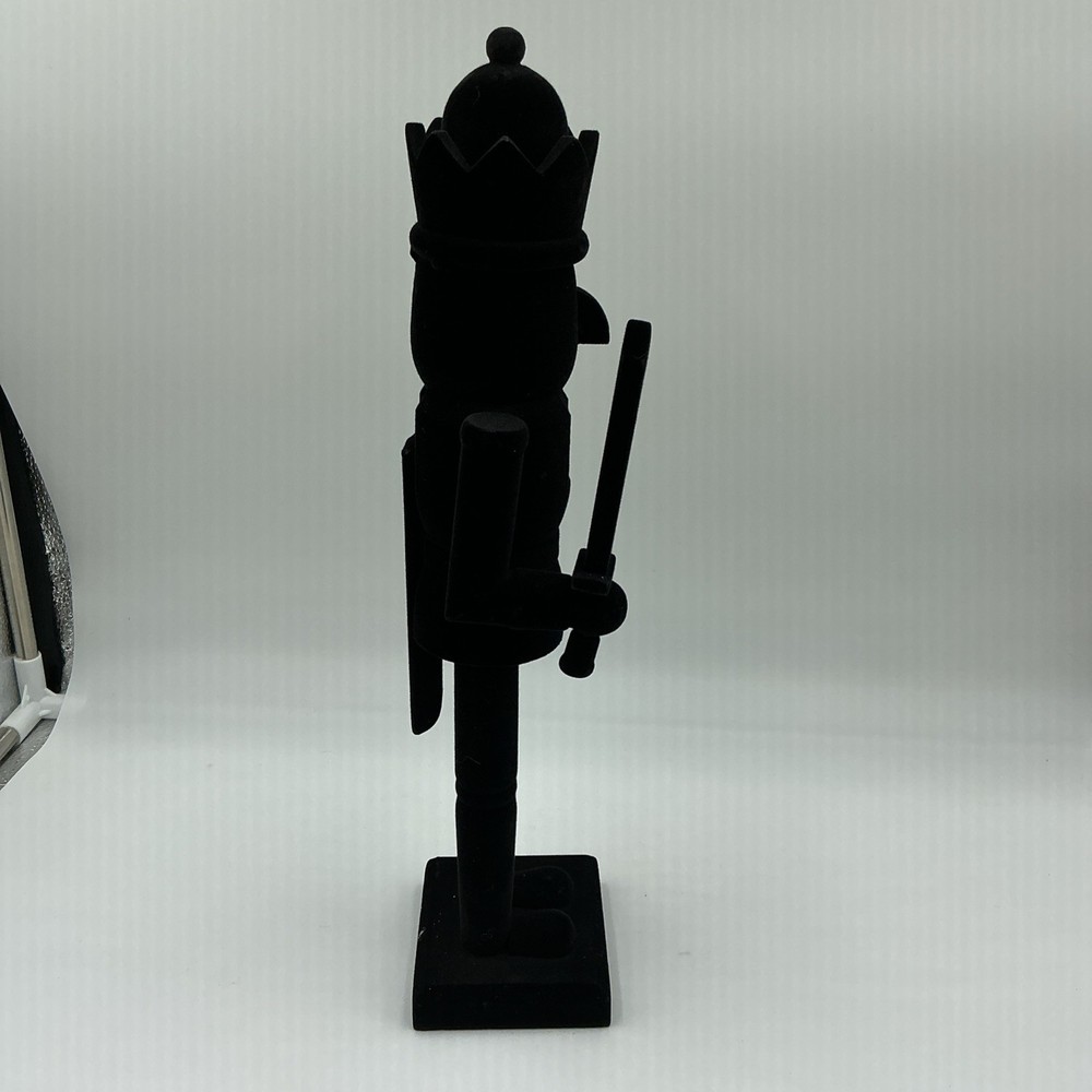 Black Flocked Nutcracker 15in Christmas Decor Modern Holiday Figurine