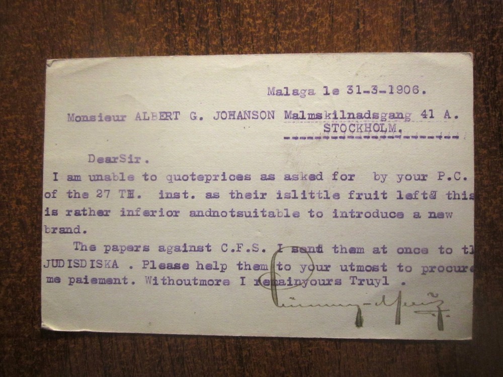 1906 SPAIN MALAGA STATIONERY