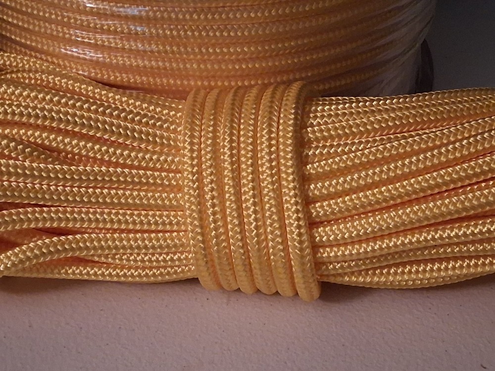 1/4 x 100 ft Premium Double Braid- Yacht braid Rope Hank. Yellow.