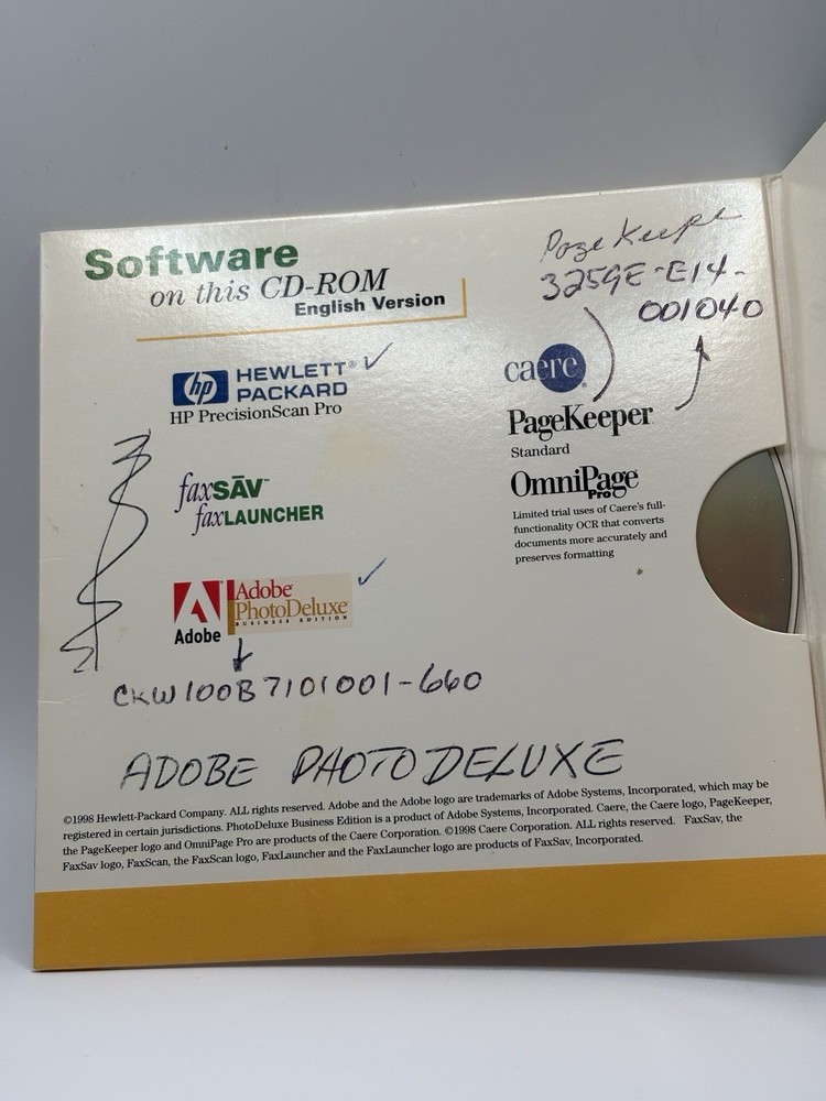 Vintage 1998 HP Scanning Software Precision Scan Pro on CD