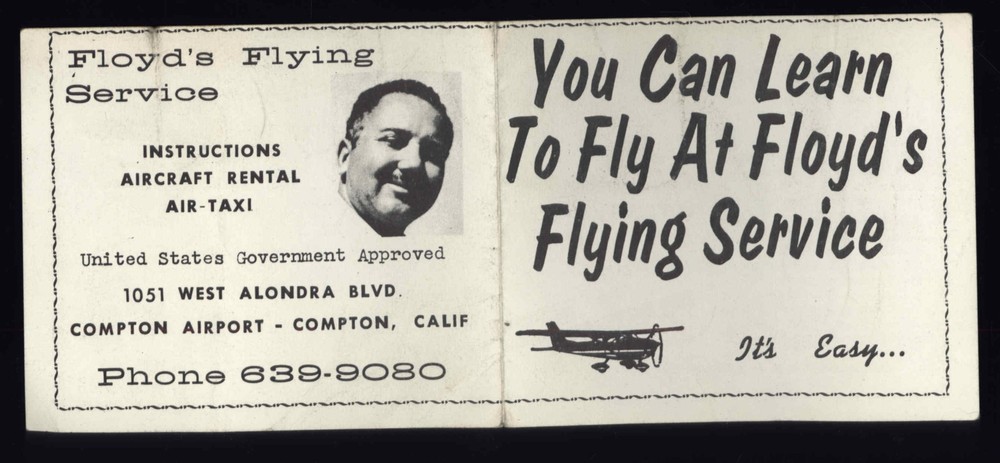 FLOYD'S FLYING SERVICE Compton CA * CESSNA advertising coupon both sides scanned