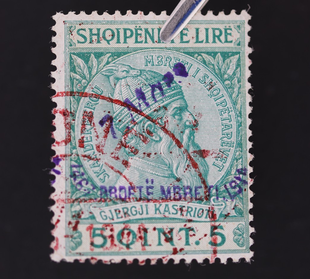 ALBANIA SC# 42 USED RED INK CANCEL