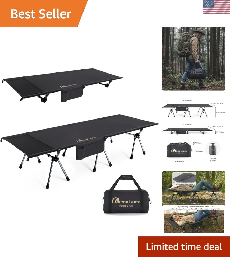 Durable Portable Camping Cot - Adjustable Height, Easy Setup, 330 lbs Capacity