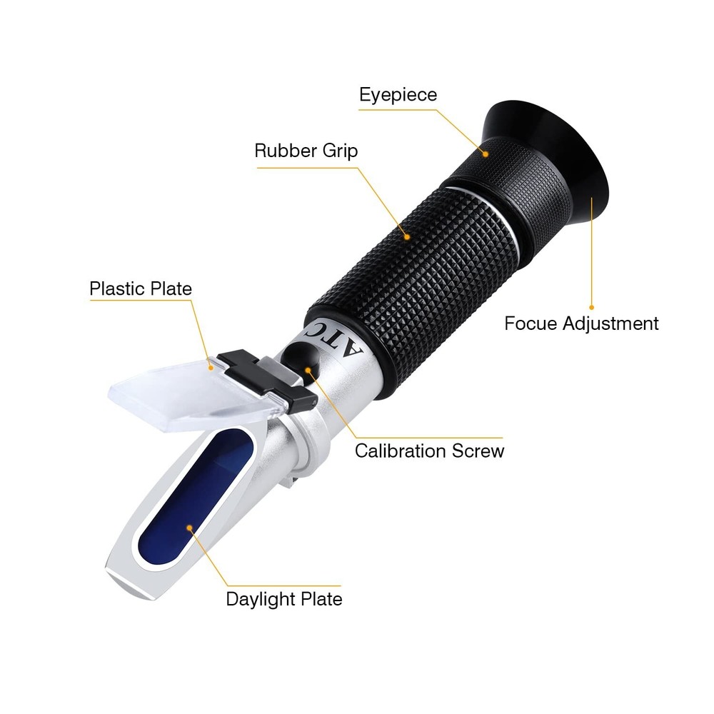 Brix Refractometer with ATC, Handheld Brix Meter Hydrometer 0-32% Portable Br...