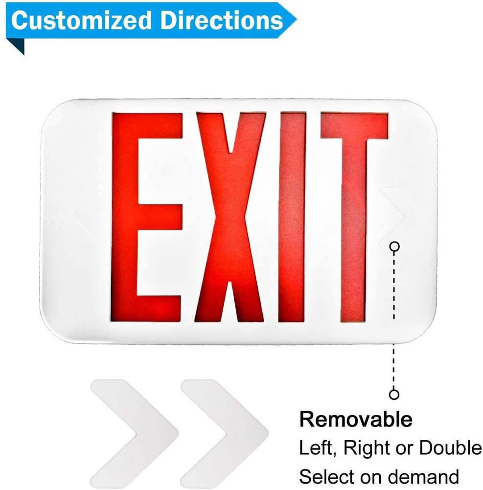 UL Listed 6 Packs Red Led Exit Sign & Exit Light with Battery Backup Combo.