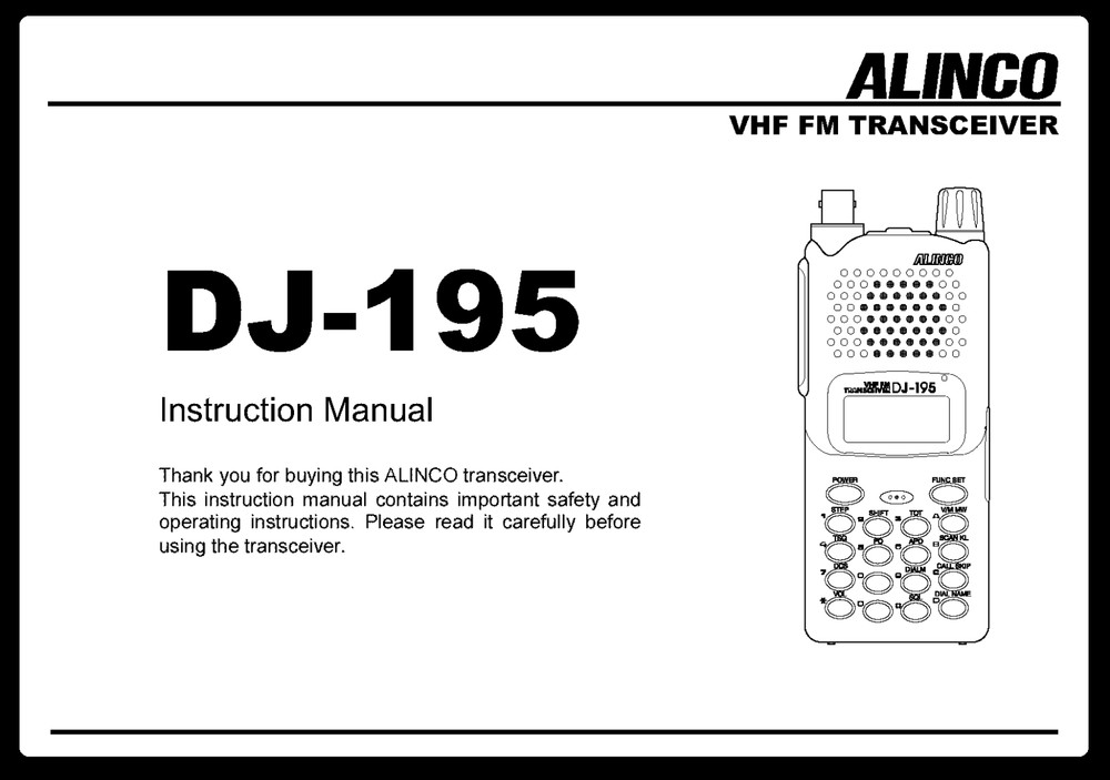 Alinco DJ-195 Transceiver Instruction Manual 44 Pages Operating Guide