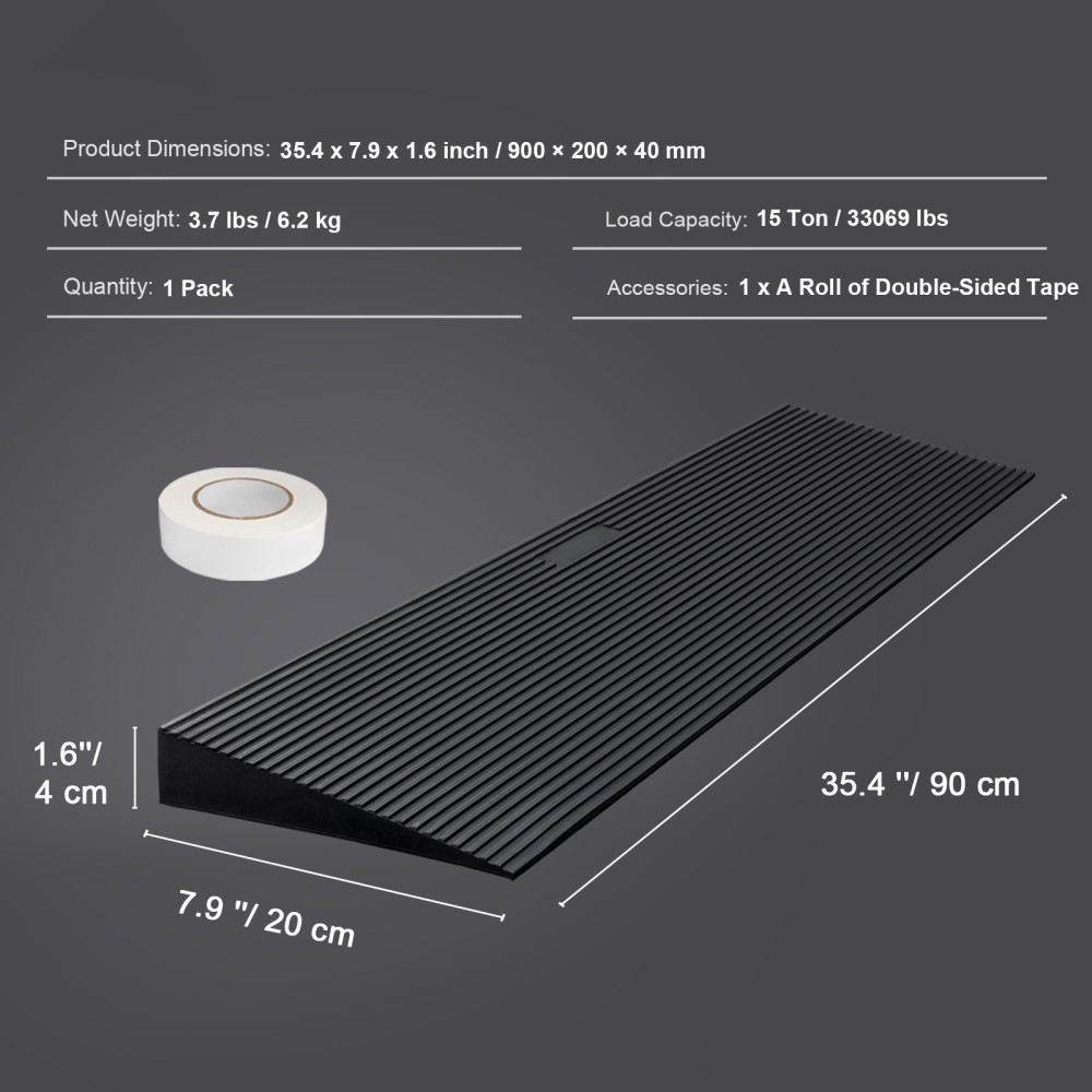 1.6" Rise Cuttable Threshold Ramp for Sweeping Robot, 35.4" Wide Natural