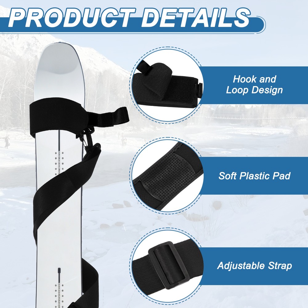 Ski Strap, Adjustable Ski Carrier Shoulder Straps,2Pcs& Black & 61.8"