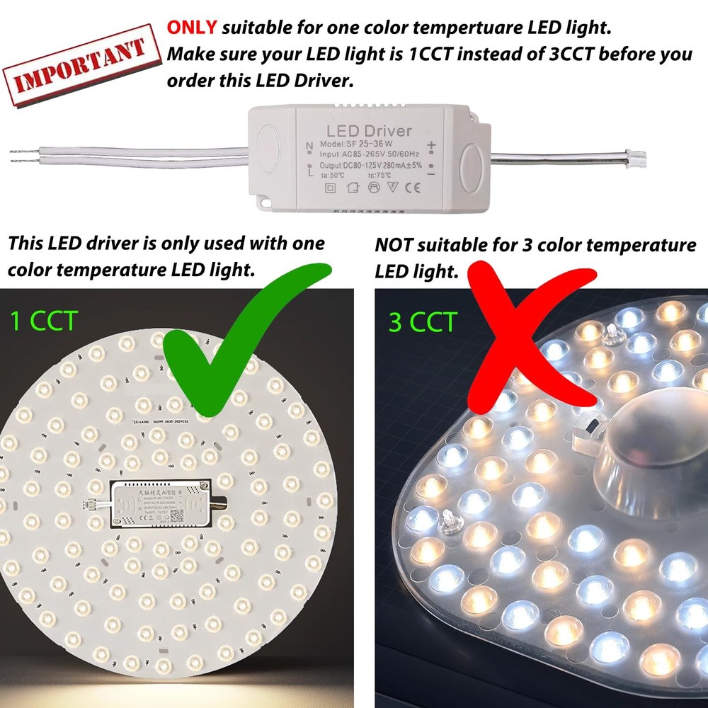 LED Driver 25-36W for Single Color Ceiling Strip Spot Light Module Panel,