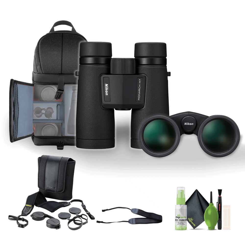 Nikon 10x42 Monarch M7 Binoculars Bundle With Neck Strap + Backpack And More
