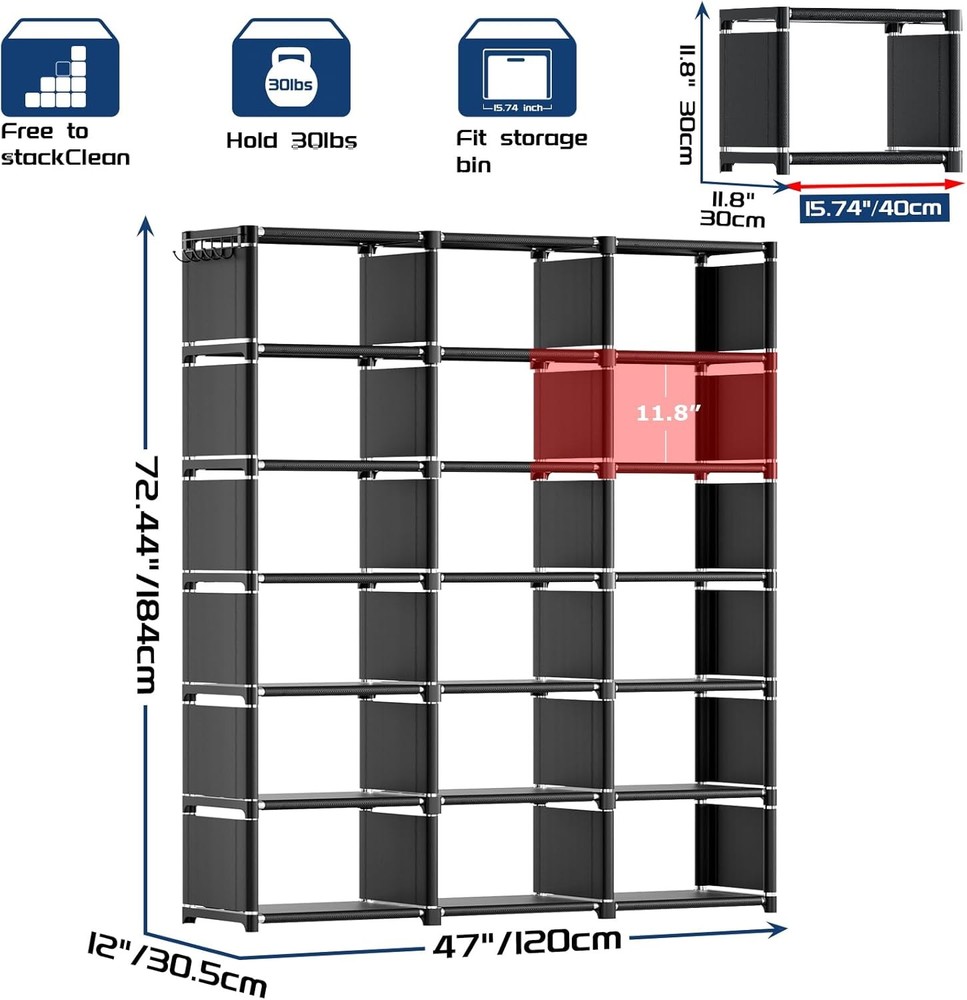 Mavivegue Bookcase 18-Cube Extra Large Book Shelf DIY Cube Storage Organizer-