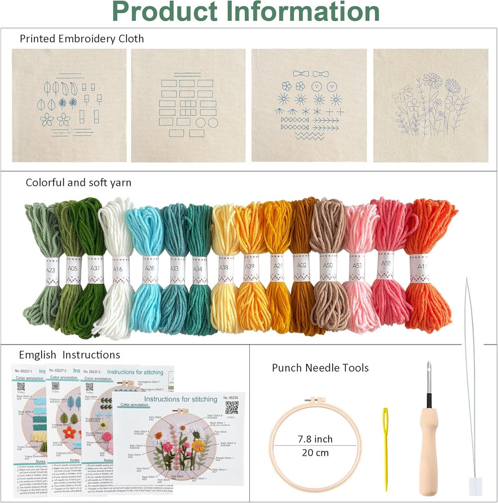 Punch Nedle Kit,Punch Needle Kits Adults Beginner,Learn Various Needlework Techn