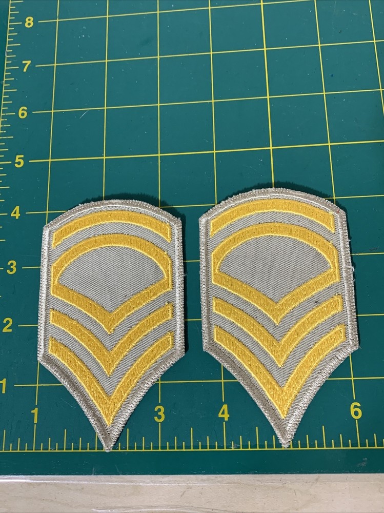 Sergeant First Class 4” Khaki And Yellow Gold Military Patch M3