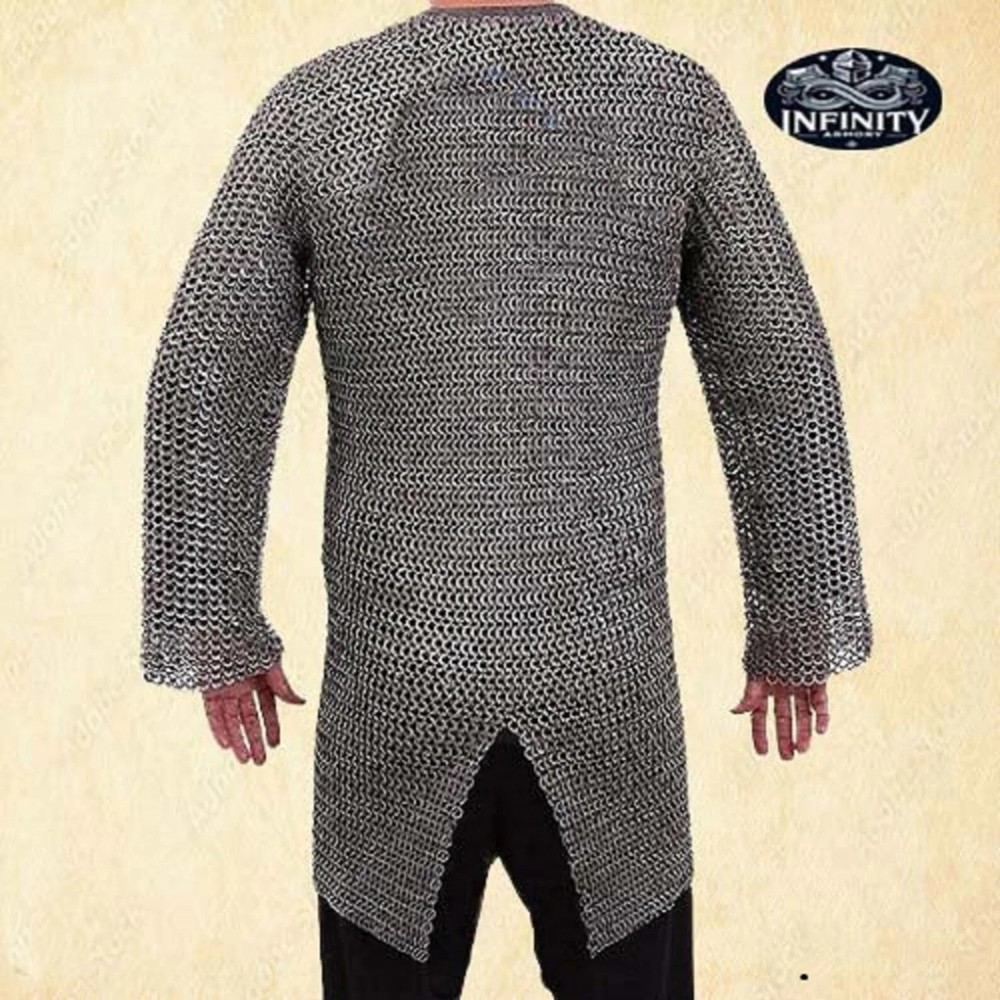Stainless Steel Riveted Chainmail Shirt , 9 mm Flat Ring Round Riveted