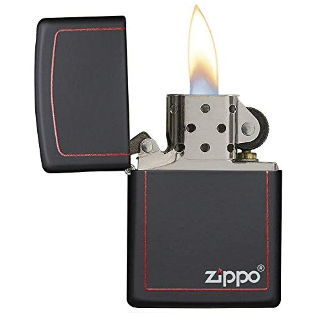 Zippo Black Matte with Red Border Pocket Lighter