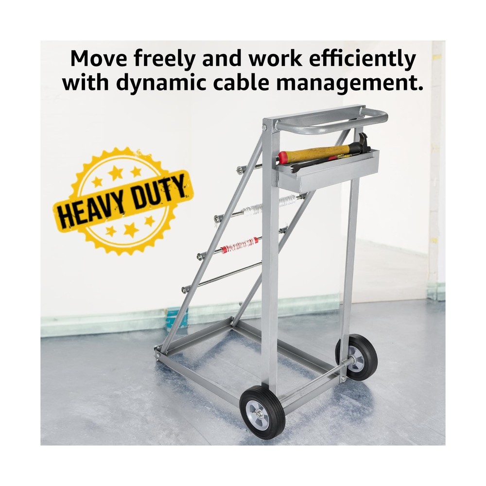 AdirPro Transportable Multiple Axle Cable Caddy - Multi-Spool Wire Rack Dispe...
