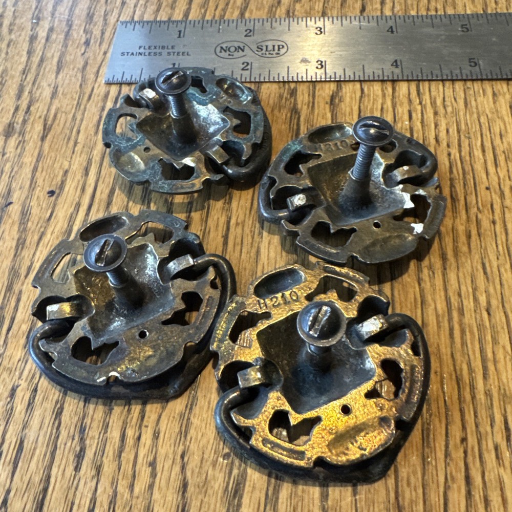 Antique 4 Solid 2” Brass / Bronze Drawer Round Pull H -21