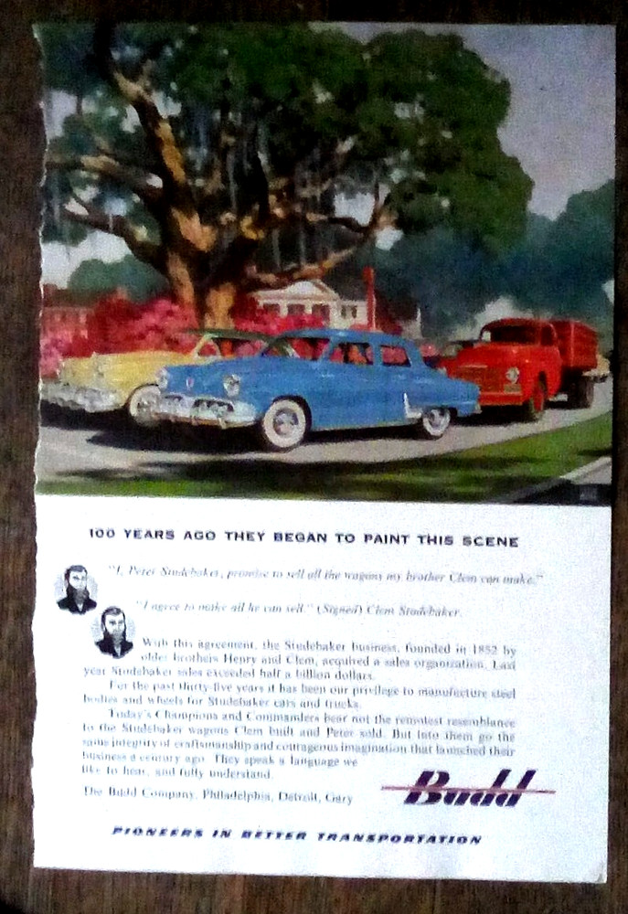 1952 STUDEBAKER Print Ad Car Budd Company