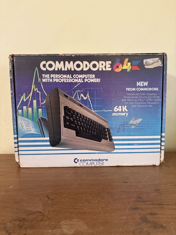 Vtg Commodore 64 Computer System Original Box Power Cord, Manual,  Music Machine