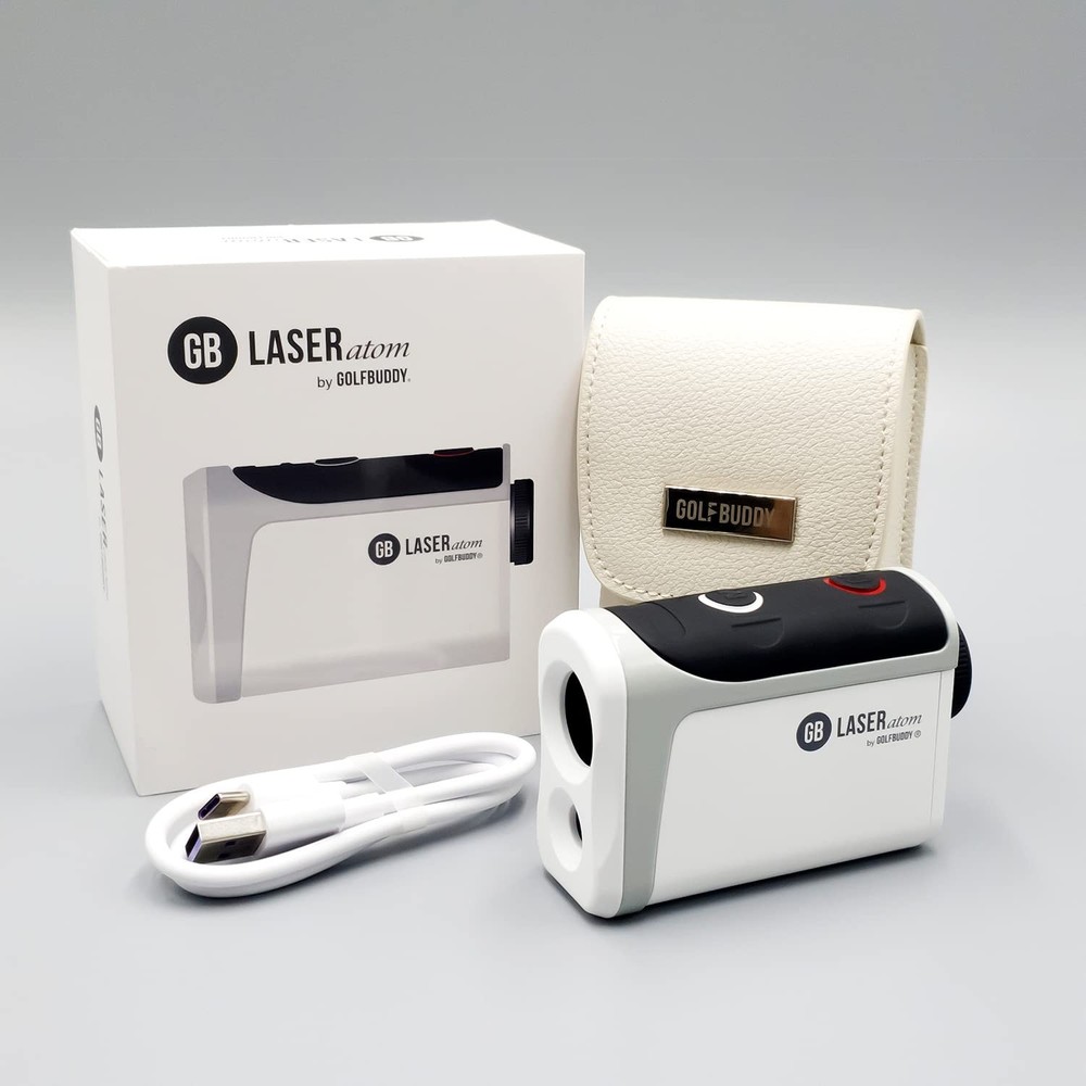 GOLFBUDDY Atom Golf Laser Rangefinder, Sleeker Compact Design, White