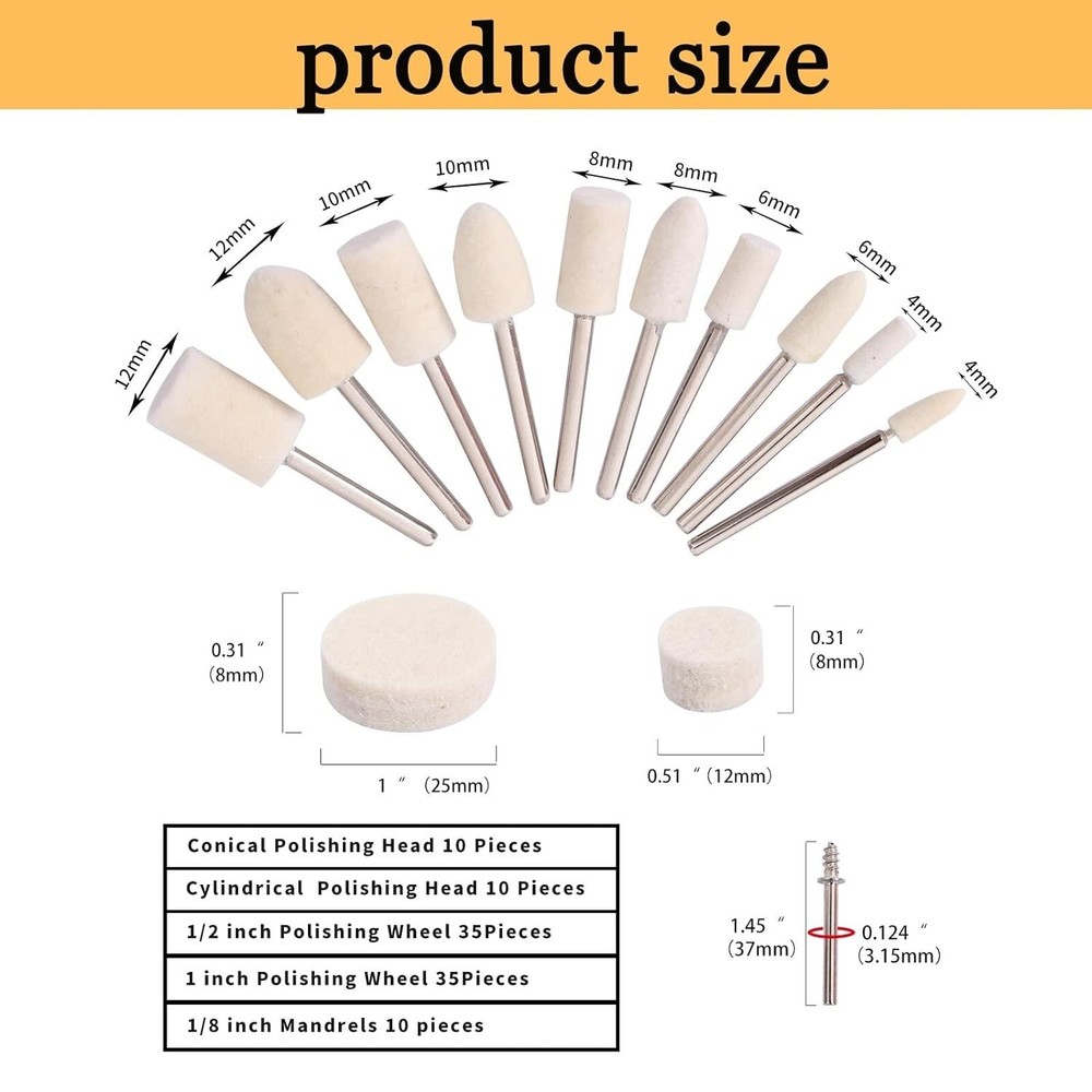 Comprehensive 100PCS Buffing Wheels for Dremel Tools - Medium Grit Assortment
