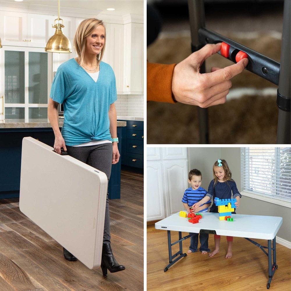 Adjustable 4Foot Folding Table for Commercial Use Almond Color