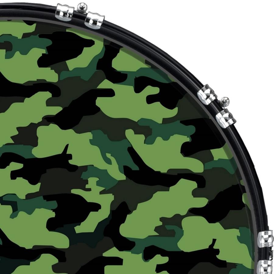 Custom 22" Kick Bass Drum Head Graphical Image Front Skin Camouflage Forest