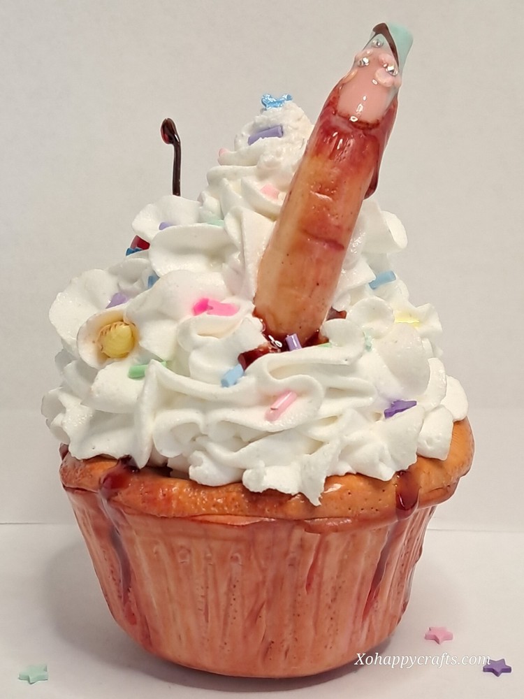 Severed Finger Cupcake (Sinful) –Handmade Horror Bakery Display Piece”