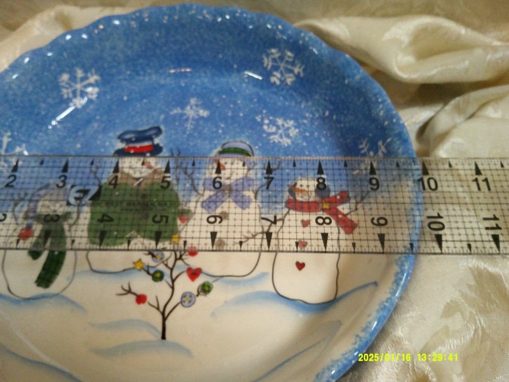 sonoma lifestyles button up, snowman 10" deepdish pie plate