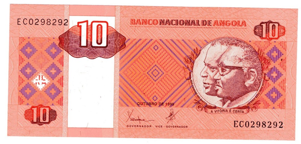 ANGOLA P-145a 10 Kwanzas 1999 UNC Antilopes