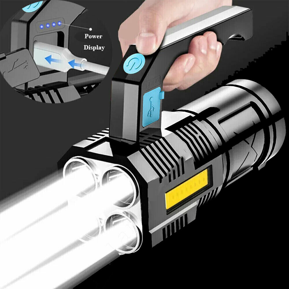 Powerful LED flashlight Tactical flashlight rechargeable work light 4 lighting