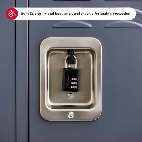 Master Lock Black Combination Padlock, Gym Locker Lock with 3-Digit Code