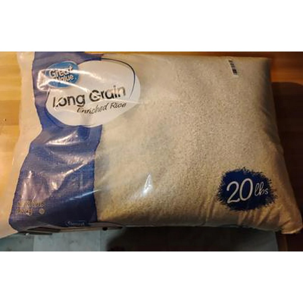 (3 Pack) 20lb Great Value Long Grain Enriched White Rice Bulk Kitchen Supply