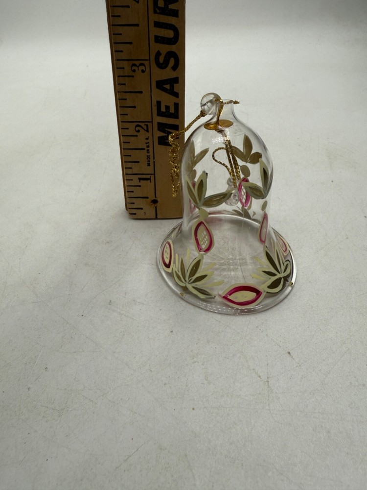 Glass Hand Painted Bell Gold Red Ivory