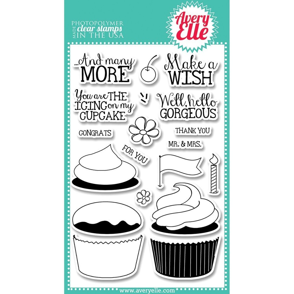 Avery Elle Clear Stamp Set 4"X6" Cupcakes - NEW