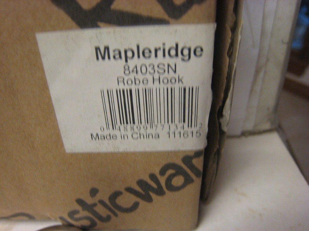 Rusticware (8403SN) MAPLERIDGE ROBE HOOK SATIN NICKEL - New in Box